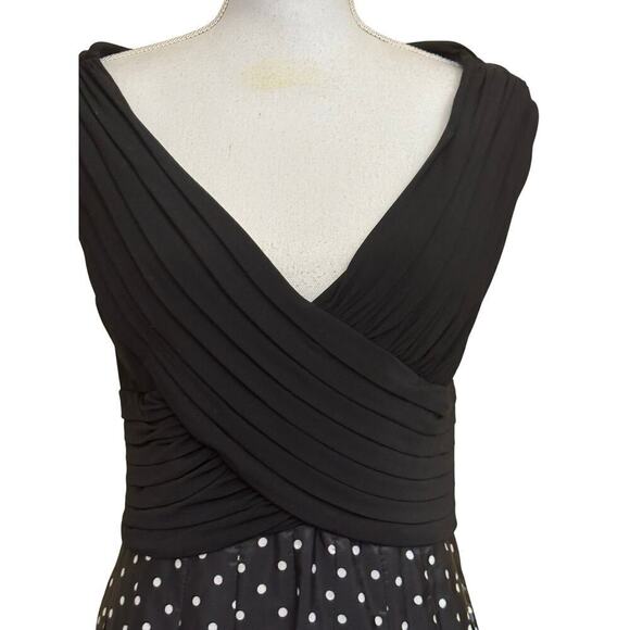 Adrianna Papell black dot dress, 14, Easter, party, fit and flare, retro glam - Picture 4 of 7